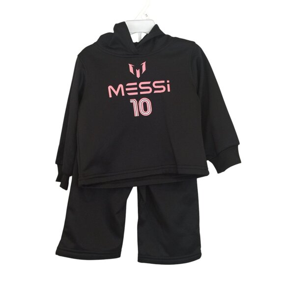MESSI Collection 24 Months Toddler Hooded Top & Pants Black Pink 2 Piece Set - Picture 1 of 4